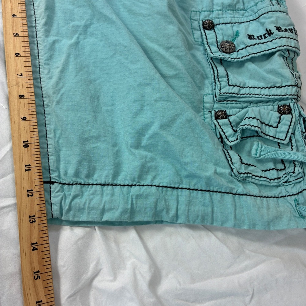Rock Revival Cargo Shorts Mens 44 Y2K Baggy Ripstop Contrast Stitch RCM074-7 - Picture 3 of 16